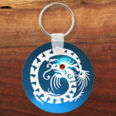 SNAKE DRAGON, wit, rood ruby, blauw saffier Sleutelhanger (Voorkant)