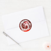 SNAKE DRAGON, wit, rood ruby Ronde Sticker (Envelop)