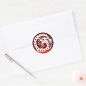 SNAKE DRAGON, wit, rood ruby Ronde Sticker (Envelop)