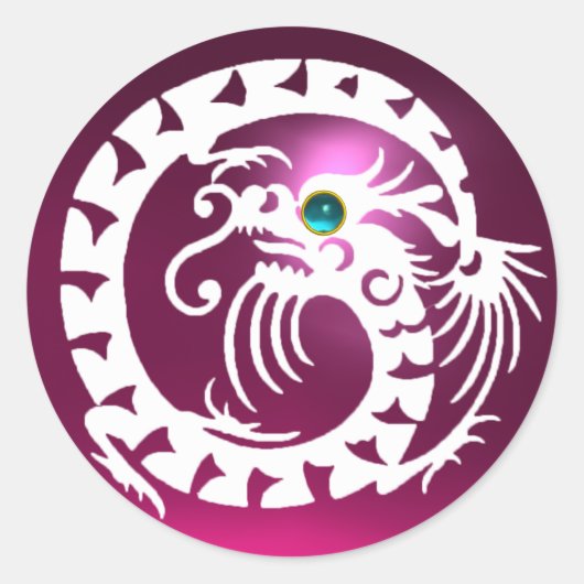 SNAKE DRAGON, wit roze amethyst, aquamarineblauw Ronde Sticker (Voorkant)
