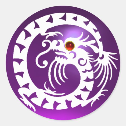 SNAKE DRAGON, witte, paarse amethist, rode robijn Ronde Sticker (Voorkant)
