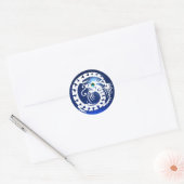 SNAKE DRAGON, witte saffier, aquamarijn blauw Ronde Sticker (Envelop)