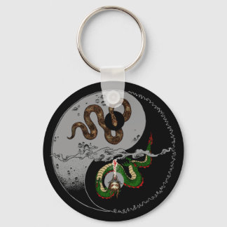 Snake/Dragon Ying/Yang Symbol Ronde Sleutelhanger