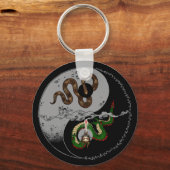 Snake/Dragon Ying/Yang Symbol Ronde Sleutelhanger (Voorkant)