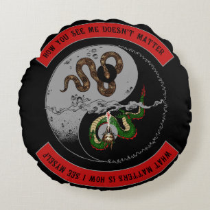 Snake/Dragon Ying/Yang Symbol Round Pillow Rond Kussen