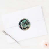 SNAKE DRAGON, zwart, aquamarineblauw Ronde Sticker (Envelop)