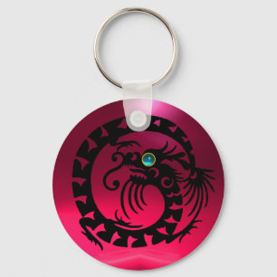 SNAKE DRAGON, zwart, blauw, aquamarine, rode roze  Sleutelhanger