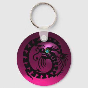 SNAKE DRAGON, zwart, blauw, aquamarine, roze ameth Sleutelhanger