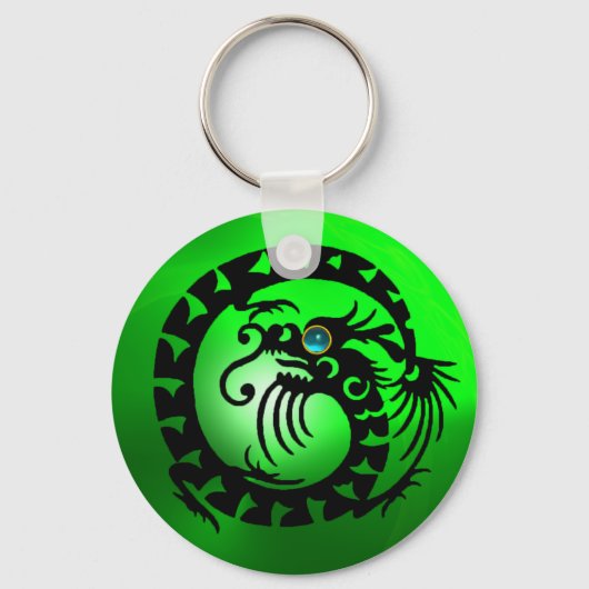 SNAKE DRAGON, zwart, blauw, aquamarine, smaragdgro Sleutelhanger (Voorkant)