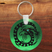 SNAKE DRAGON, zwart, blauwe jade groen, Sleutelhanger (Voorkant)