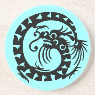 SNAKE DRAGON, zwart en blauw Zandsteen Onderzetter