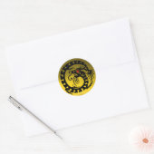 SNAKE DRAGON, zwart, gele topaz, rood ruby Ronde Sticker (Envelop)
