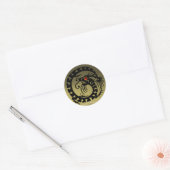 SNAKE DRAGON, zwart, grijs agaat, rode ruby Ronde Sticker (Envelop)