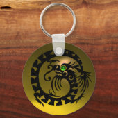 SNAKE DRAGON, zwart, groen, smaragd, gele topaz Sleutelhanger (Voorkant)