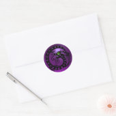 SNAKE DRAGON zwart, paars amethyst, groene smaragd Ronde Sticker (Envelop)