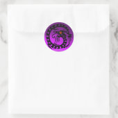 SNAKE DRAGON, zwart, paarse amethyst, rode ruby Ronde Sticker (Tas)