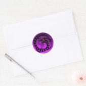SNAKE DRAGON, zwart, paarse amethyst, rode ruby Ronde Sticker (Envelop)