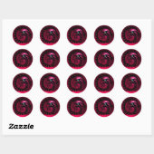 SNAKE DRAGON, zwart, rode roze ruby, aquamarinebla Ronde Sticker (Vel)