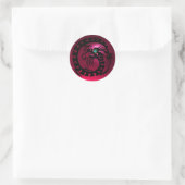 SNAKE DRAGON, zwart, rode roze ruby, aquamarinebla Ronde Sticker (Tas)