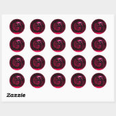 SNAKE DRAGON, zwart, rode roze ruby Ronde Sticker (Vel)