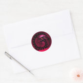 SNAKE DRAGON, zwart, rode roze ruby Ronde Sticker (Envelop)