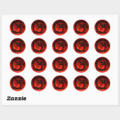 SNAKE DRAGON, zwart, rode ruby Ronde Sticker (Vel)