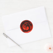 SNAKE DRAGON, zwart, rode ruby Ronde Sticker (Envelop)