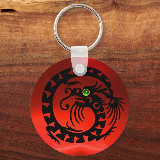 SNAKE DRAGON, zwart, rood, groen, smaragd Sleutelhanger (Achterkant)