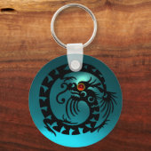 SNAKE DRAGON, zwart, rood ruby, blauwe aquamarine Sleutelhanger (Voorkant)