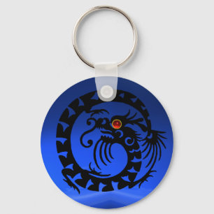SNAKE DRAGON, zwart, rood ruby, blauwe saffier Sleutelhanger