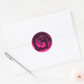 SNAKE DRAGON, zwart, roze amethist, rode robijn Ronde Sticker (Envelop)