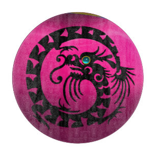 SNAKE DRAGON, zwart, roze Fuchsia Paarse Amethyst  Snijplank