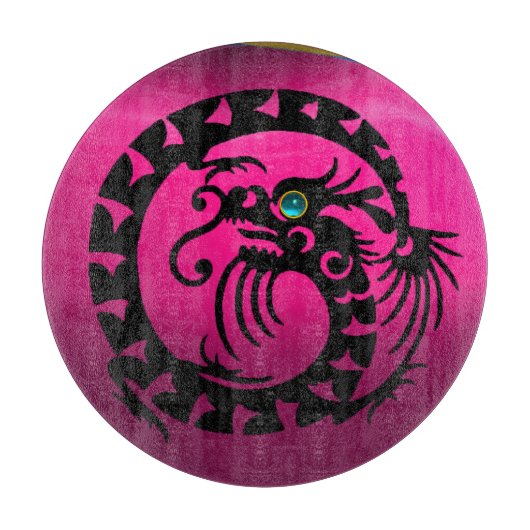 SNAKE DRAGON, zwart, roze Fuchsia Paarse Amethyst Snijplank (Voorkant)