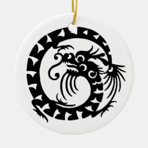 SNAKE DRAGON zwart-wit Keramisch Ornament