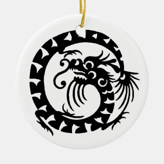 SNAKE DRAGON zwart-wit Keramisch Ornament (Voorkant)