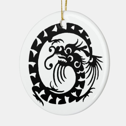 SNAKE DRAGON zwart-wit Keramisch Ornament (Links)