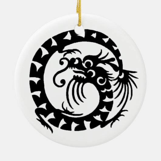 SNAKE DRAGON zwart-wit Keramisch Ornament (Achterkant)