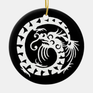 SNAKE DRAGON zwart-wit Keramisch Ornament