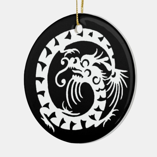 SNAKE DRAGON zwart-wit Keramisch Ornament (Links)