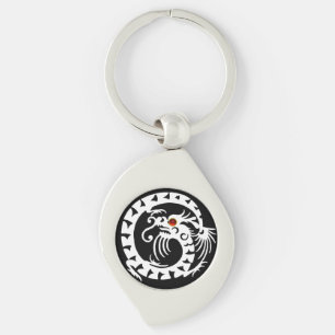 SNAKE DRAGON, zwart, wit, rood, ruby Sleutelhanger