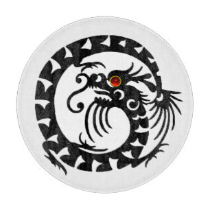 SNAKE DRAGON, zwart, wit, rood, ruby Snijplank