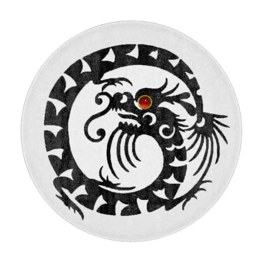 SNAKE DRAGON, zwart, wit, rood, ruby Snijplank (Voorkant)