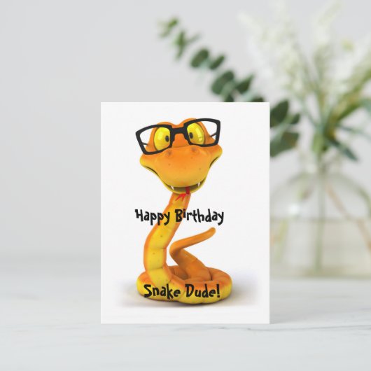Snake Dude | Schattige Chinees sterrenbeeld Briefkaart (Staand voorkant)