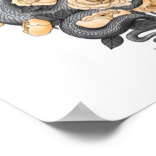 Snake en gele rozen poster (Hoek)