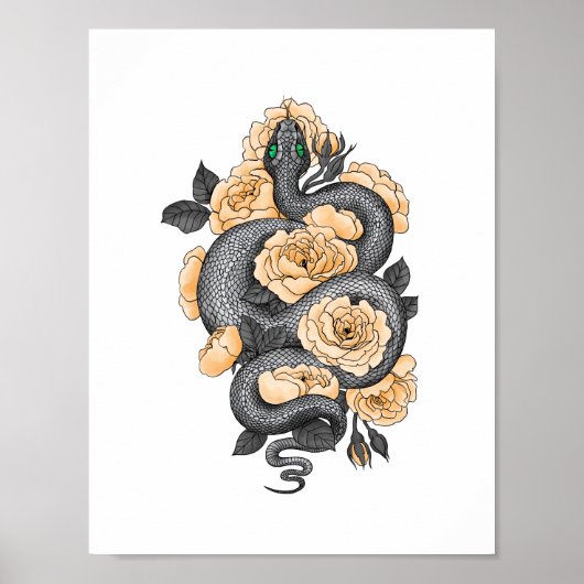 Snake en gele rozen poster (Voorkant)