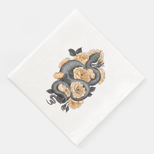 Snake en gele rozen servet (Hoek)