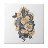 Snake en gele rozen tegeltje (Voorkant)