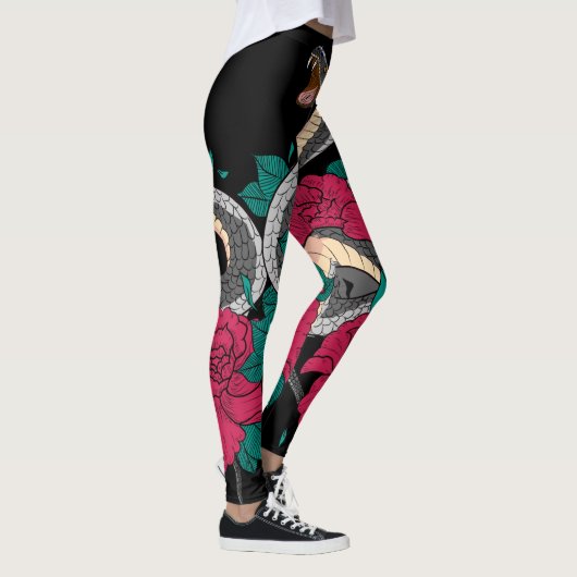 Snake en Red Rose Leggings (Rechts)