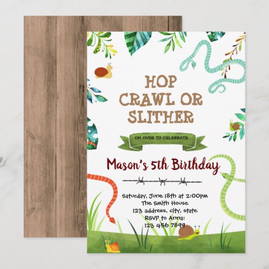 Snake en slakkenfeest kaart (Voorkant / Achterkant)