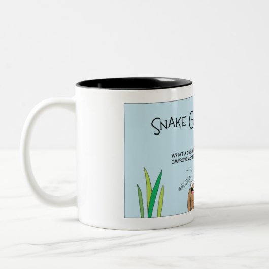 Snake Gets Dentures Tweekleurige Koffiemok (Links)